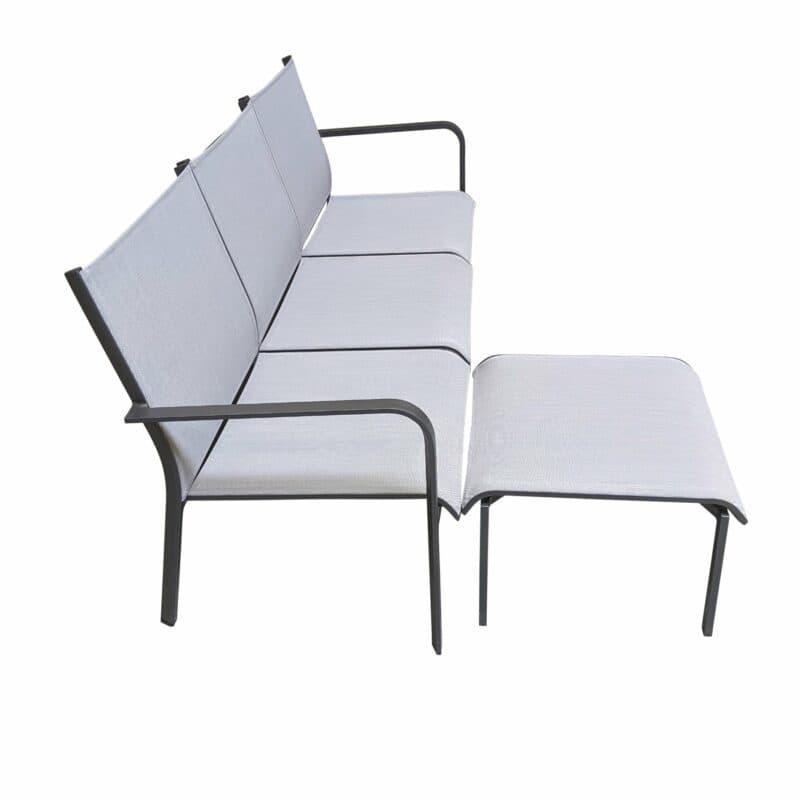 Jati&Kebon "Dransy" Loungeset 4-tlg., Aluminium eisengrau, Textilgewebe silbergrau