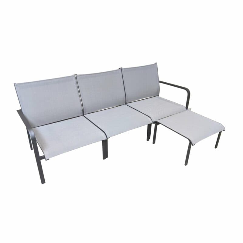 Jati&Kebon "Dransy" Loungeset 4-tlg., Aluminium eisengrau, Textilgewebe silbergrau