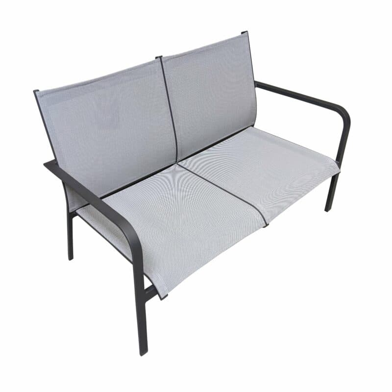 Jati&Kebon "Dransy" 2-Sitzer Loungesofa, Aluminium eisengrau, Textilgewebe silbergrau