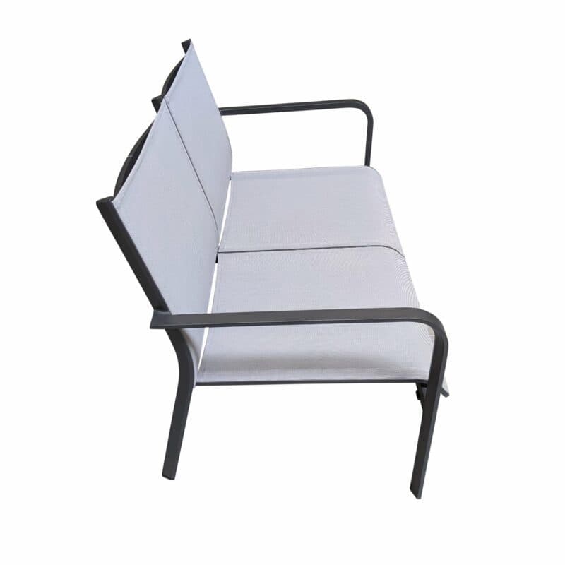 Jati&Kebon "Dransy" 2-Sitzer Loungesofa, Aluminium eisengrau, Textilgewebe silbergrau