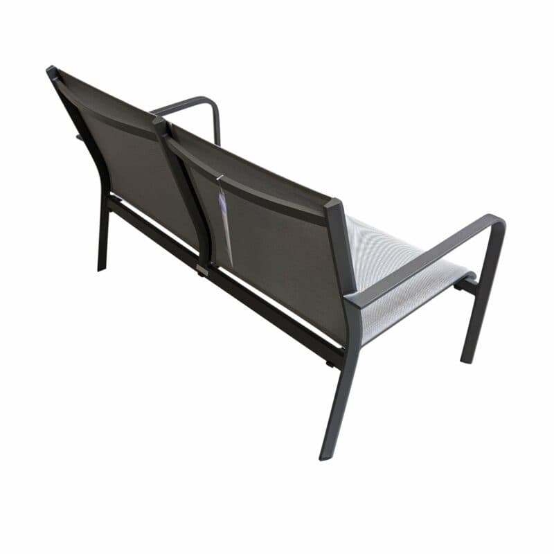 Jati&Kebon "Dransy" 2-Sitzer Loungesofa, Aluminium eisengrau, Textilgewebe silbergrau