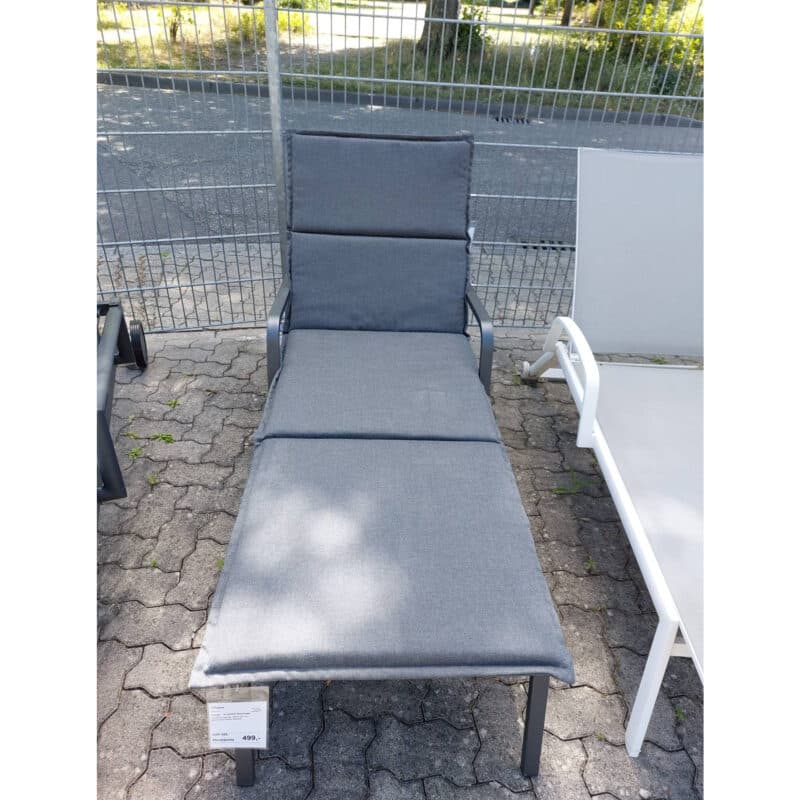 Jati&Kebon "Dransy" Sonnenliege, Aluminium eisengrau, Textilgewebe silbergrau mit Stern Auflage schiefergrau