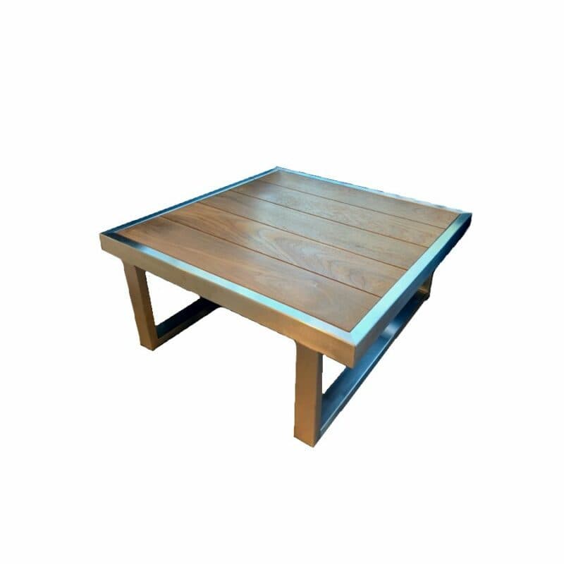 Jati&Kebon "Rao" Beistelltisch, Gestell Edelstahl, Tischplatte Teak, Größe 70x70 cm