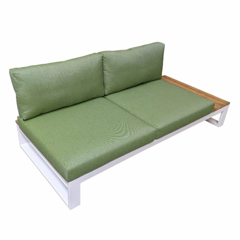 Jati&Kebon "Virginia", Seitenteil links, Gestell Aluminium weiß mit Teak, Polster Sunbrella pistaziengrün