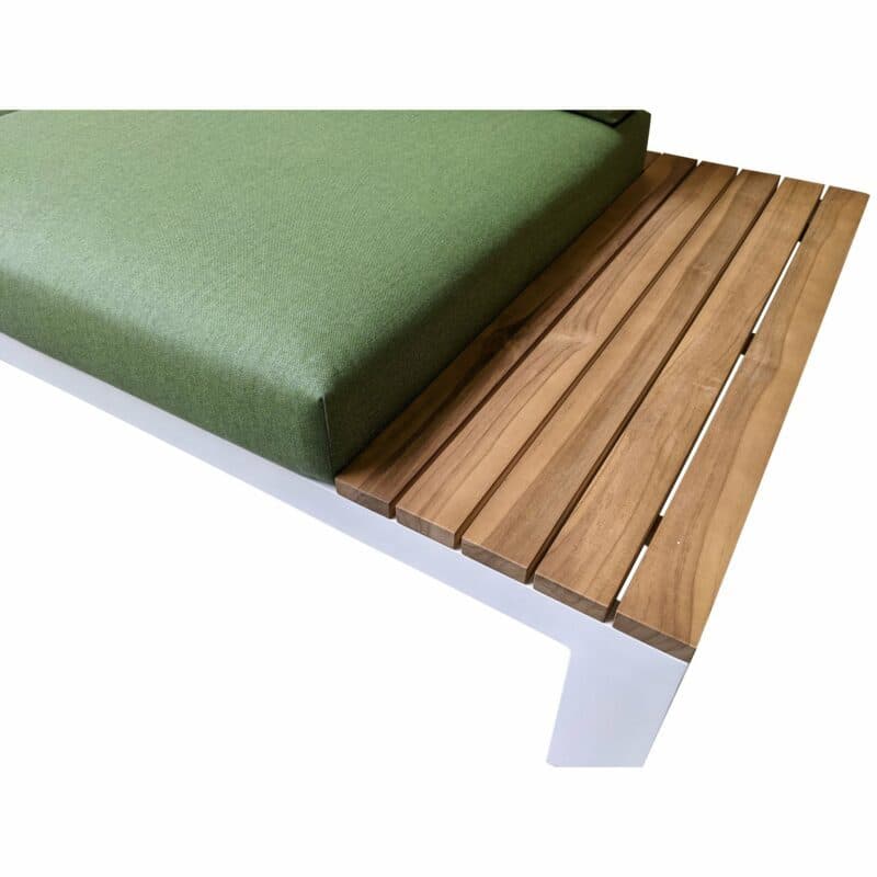 Jati&Kebon "Virginia", Seitenteil links, Gestell Aluminium weiß mit Teak, Polster Sunbrella pistaziengrün