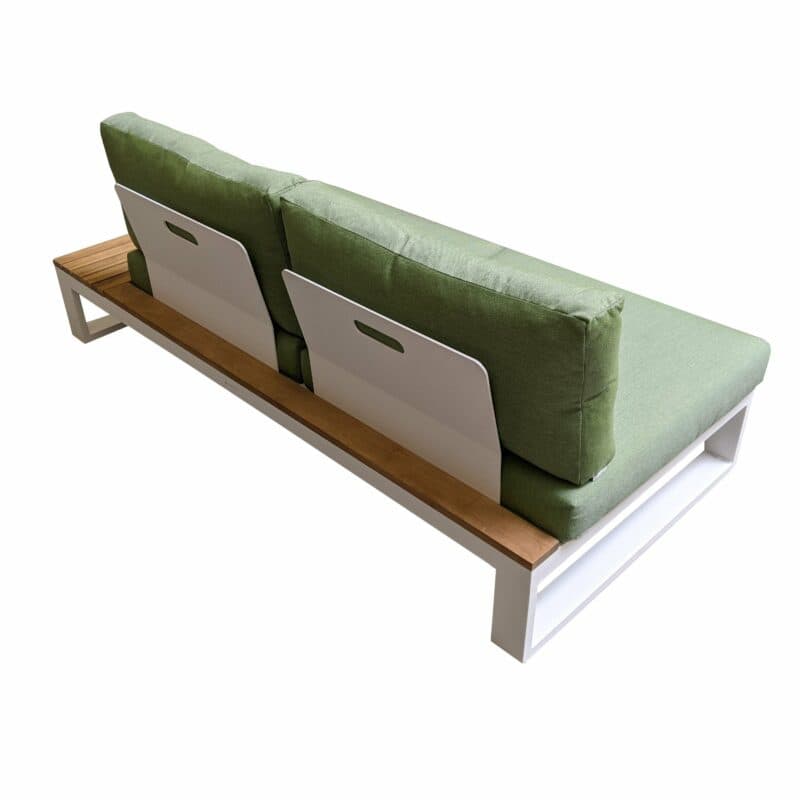 Jati&Kebon "Virginia", Seitenteil links, Gestell Aluminium weiß mit Teak, Polster Sunbrella pistaziengrün