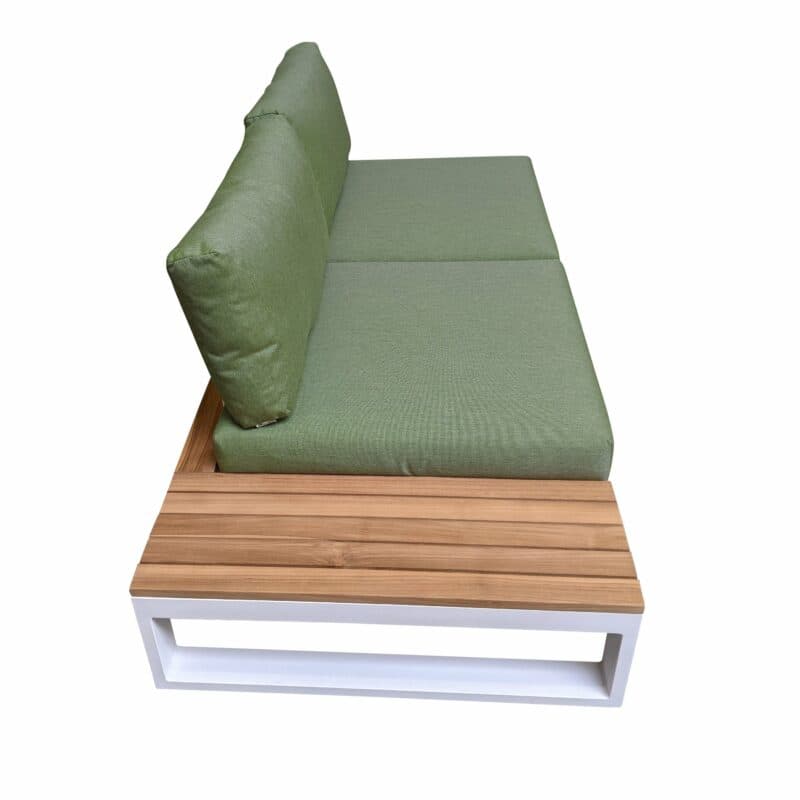 Jati&Kebon "Virginia", Seitenteil rechts, Gestell Aluminium weiß mit Teak, Polster Sunbrella pistaziengrün