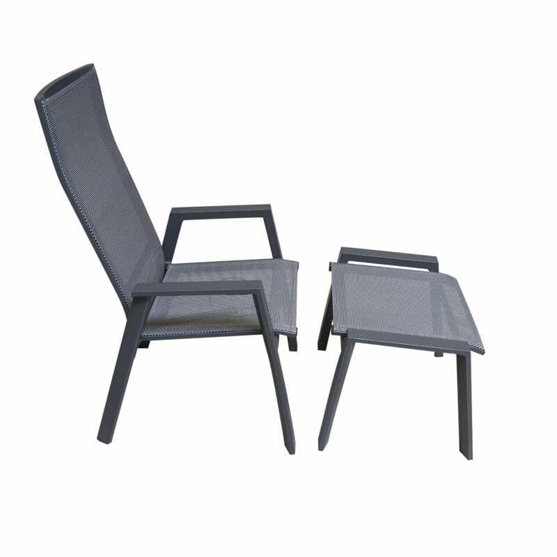 Lesli Living “Amir“ Hochlehner und Hocker, Gestelle Aluminium anthrazit matt, Sitz Textilgewebe schwarz/grau