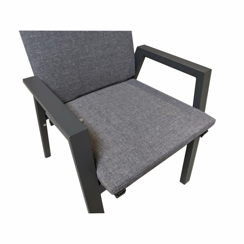 Lesli Living “Amir“ Hochlehner, Gestell Aluminium anthrazit matt, Sitz Textilgewebe schwarz/grau, “Grigio“ Auflage anthrazit