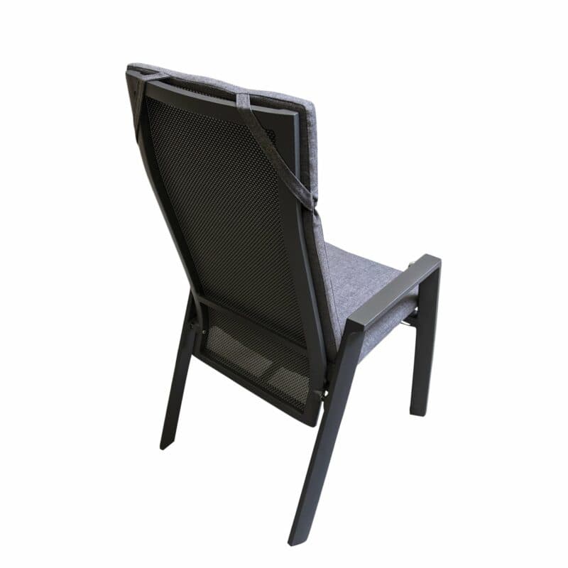 Lesli Living “Amir“ Hochlehner, Gestell Aluminium anthrazit matt, Sitz Textilgewebe schwarz/grau, “Grigio“ Auflage anthrazit