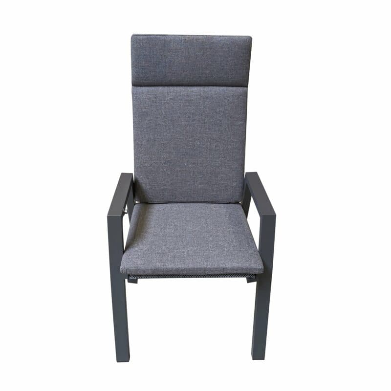 Lesli Living “Amir“ Hochlehner, Gestell Aluminium anthrazit matt, Sitz Textilgewebe schwarz/grau, “Grigio“ Auflage anthrazit