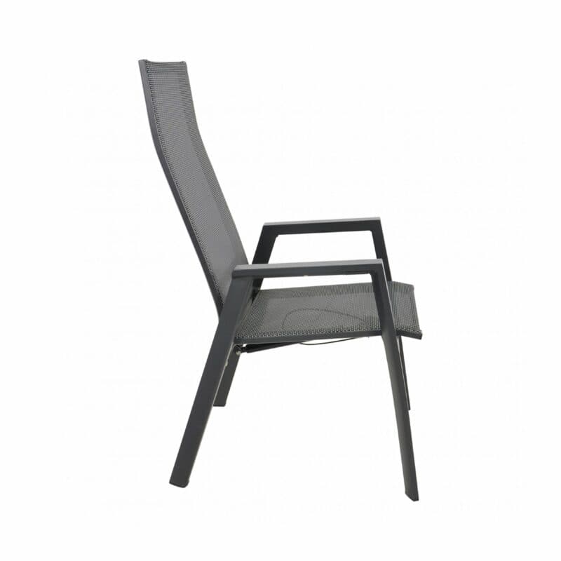 Lesli Living "Amir" Hochlehner, Alu anthrazit matt, Textilgewebe schwarz-grau