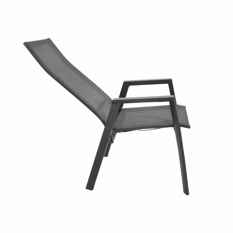 Lesli Living "Amir" Hochlehner, Alu anthrazit matt, Textilgewebe schwarz-grau