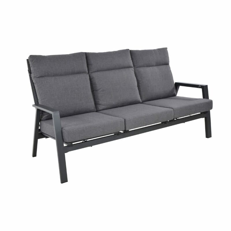 Lesli Living Loungesofa 3-sitzig "Ohio", Alu charcoal, Bezug Olefin anthrazit