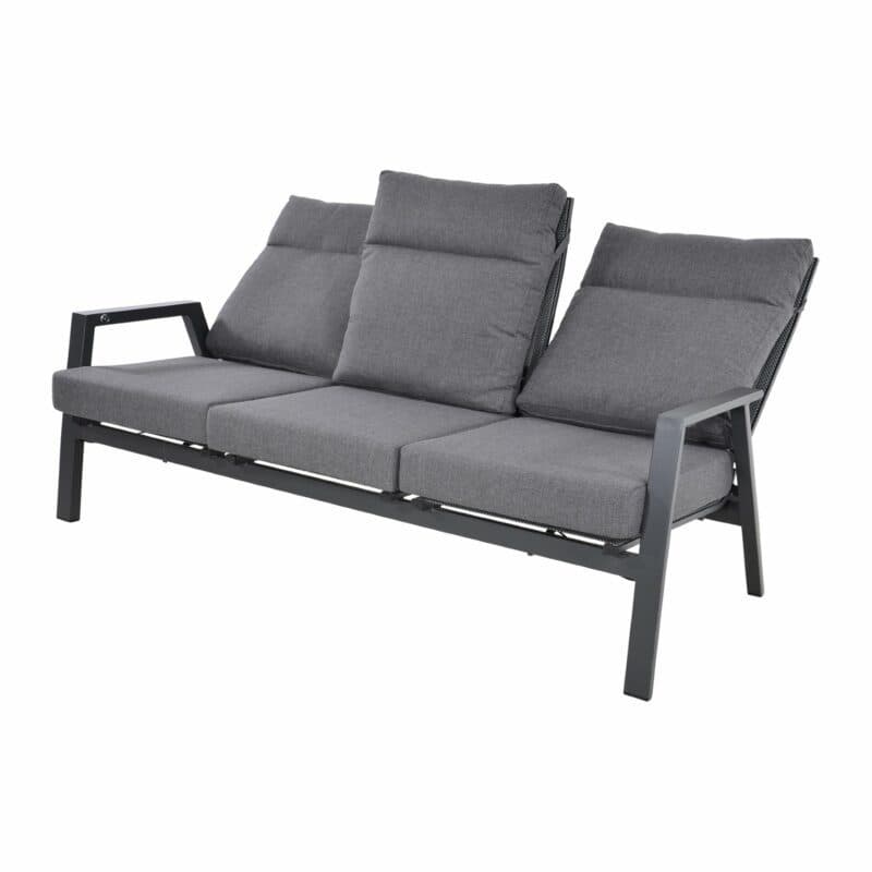 Lesli Living Loungesofa 3-sitzig "Ohio", Alu charcoal, Bezug Olefin anthrazit