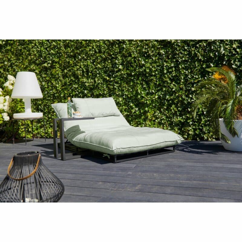 Hartman "Playa" Loungebed, Gestell Aluminium schwarz, Polster Sunbrella mint
