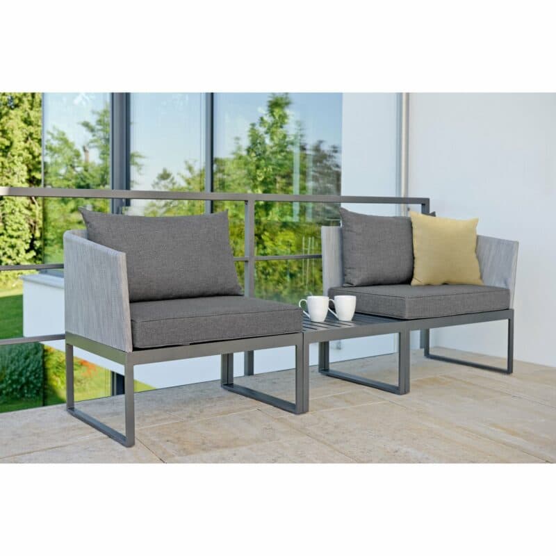 City-Lounge "Donna" von Stern, Gestell Aluminium anthrazit, Textilgewebe silber, Kissen seidengrau
