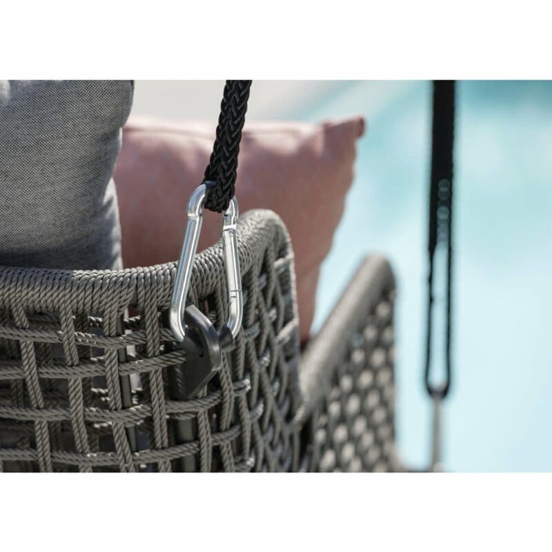 Stern "Greta" 2-Sitzer Schaukel, Gestell Stahlrohr anthrazit, Schaukel Rope platin mit Kissen seidengrau