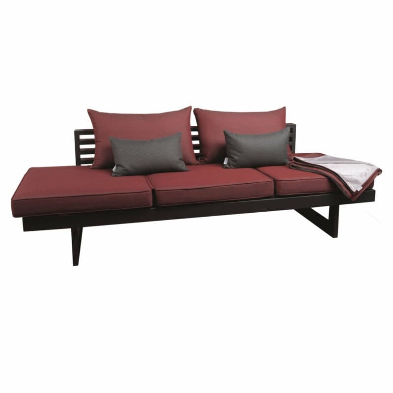 Stern "New Holly" Lounge im Best-of Set, Aluminium anthrazit, Textilen karbon, Bezug Outdoorstoff rot, inkl. 3 Sitzkissen, 2 Rückenkissen, 2 Dekokissen und 1 Kuscheldecke