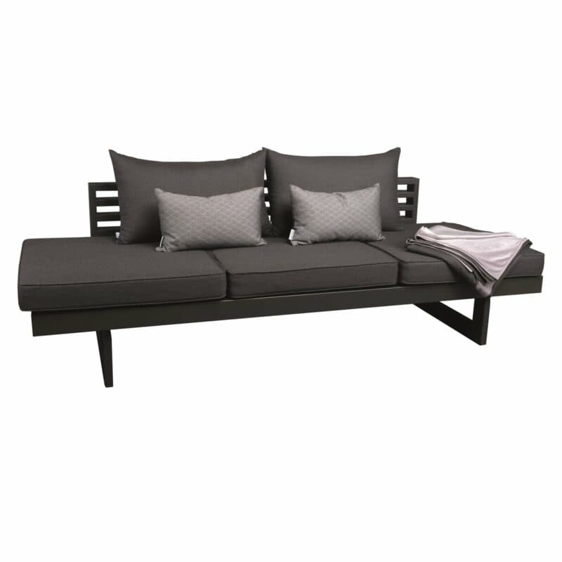 Stern "New Holly" Lounge im Best-of Set, Aluminium anthrazit, Textilen karbon, Bezug Outdoorstoff schiefergrau, inkl. 3 Sitzkissen, 2 Rückenkissen, 2 Dekokissen und 1 Kuscheldecke