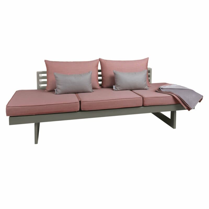 Stern Lounge "Holly", Alu graphit, Textilen silber, Bezug Outdoorstoff koralle inkl. 3 Sitzkissen, 2 Rückenkissen, 2 Dekokissen und 1 Kuscheldecke
