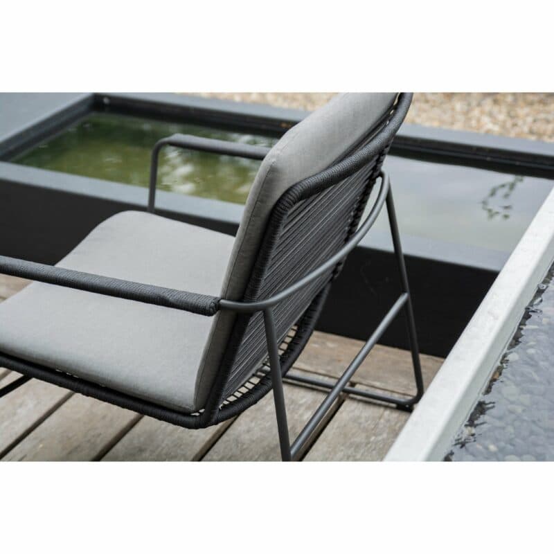 4Seasons Outdoor "Elba" Loungesessel, Gestell Edelstahl anthrazit, Rope anthrazit, inkl. Kissenset grau