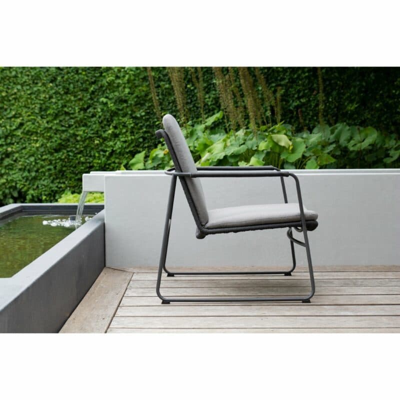 4Seasons Outdoor "Elba" Loungesessel, Gestell Edelstahl anthrazit, Rope anthrazit, inkl. Kissenset grau