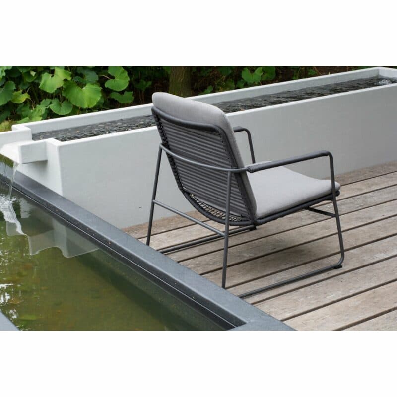 4Seasons Outdoor "Elba" Loungesessel, Gestell Edelstahl anthrazit, Rope anthrazit, inkl. Kissenset grau