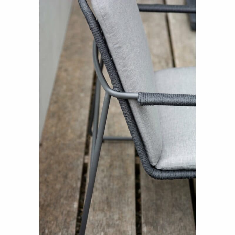 4Seasons Outdoor "Elba" Loungesessel, Gestell Edelstahl anthrazit, Rope anthrazit, inkl. Kissenset grau