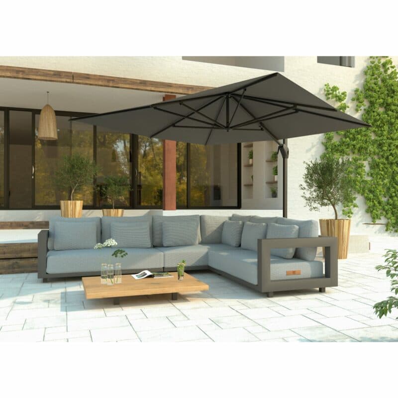4Seasons Outdoor "Hacienda" Pendelschirm 300x400 cm, Gestell Aluminium anthrazit, Bezug Solefin charcoal