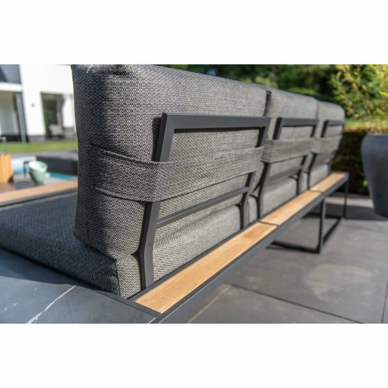 4Seasons Outdoor Loungemodul "Patio", Edelstahl anthrazit, Ablage Keramik, Applikation Teak