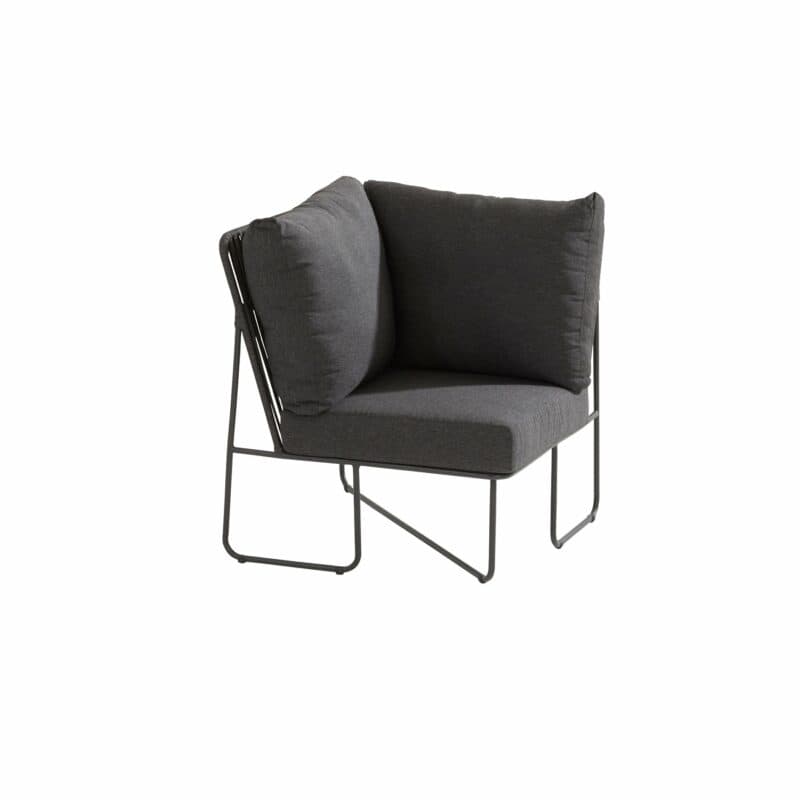 4Seasons Outdoor "Sapore" Lounge-Eckteil, Edelstahl anthrazit, Rope black, Kissen grau