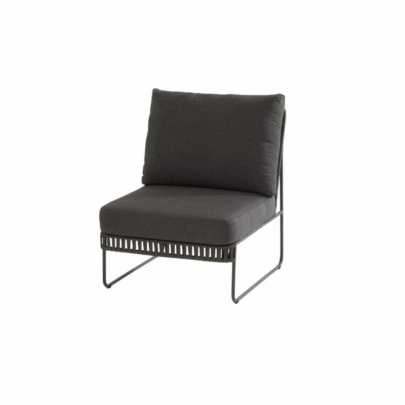 4Seasons Outdoor "Sapore" Lounge-Mittelteil, Edelstahl anthrazit, Rope black, Kissen grau