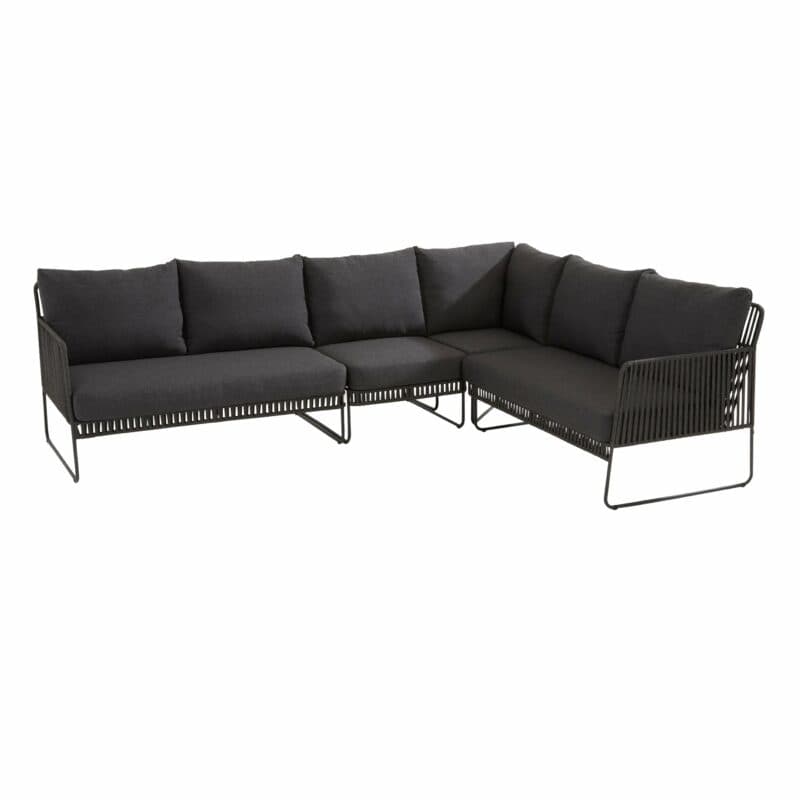 4Seasons Outdoor "Sapore" Loungeset, Edelstahl anthrazit, Rope black, Kissen grau