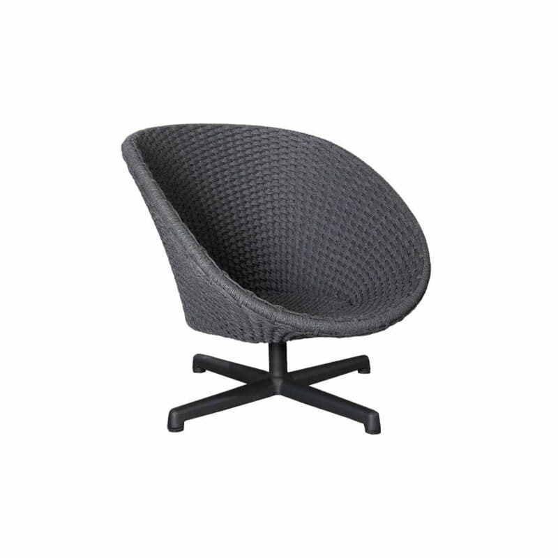 Cane-line "Peacock" Loungesessel, drehbarer Aluminiumfuß, Soft Rope dunkelgrau