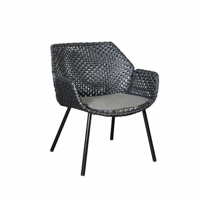Cane-line "Vibe" Loungesessel, Geflecht black/anthrazit mit Kissen dark grey