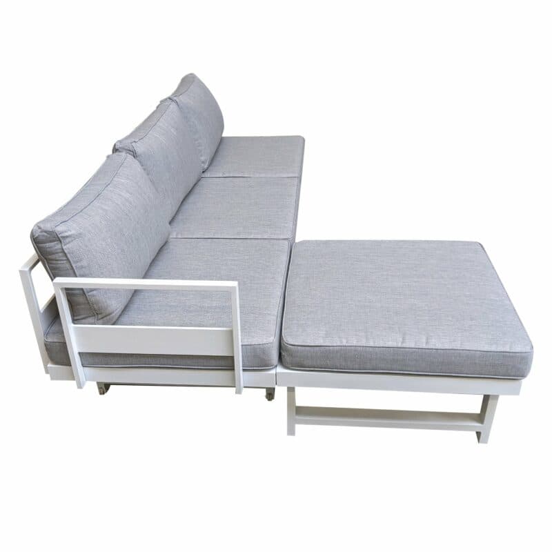 Home Islands "New Chalong" Loungesofa mit -hocker, Gestell Aluminium weiß, Polster hellgrau, Seitenkissen fehlt auf der Abb.