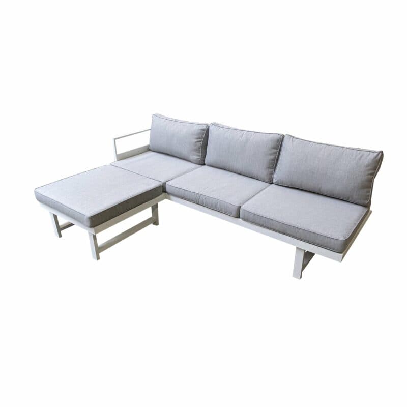 Home Islands "New Chalong" Loungesofa mit -hocker, Gestell Aluminium weiß, Polster hellgrau