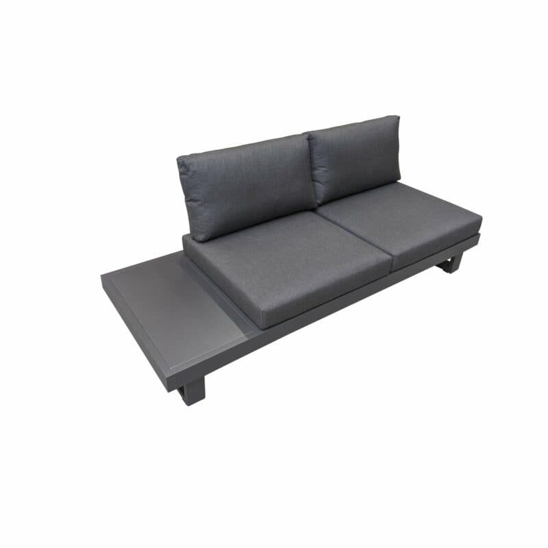 Jati&Kebon "Livio" 2-Sitzer Loungesofa, Alu Eisengrau, Kissen Natté Sooty