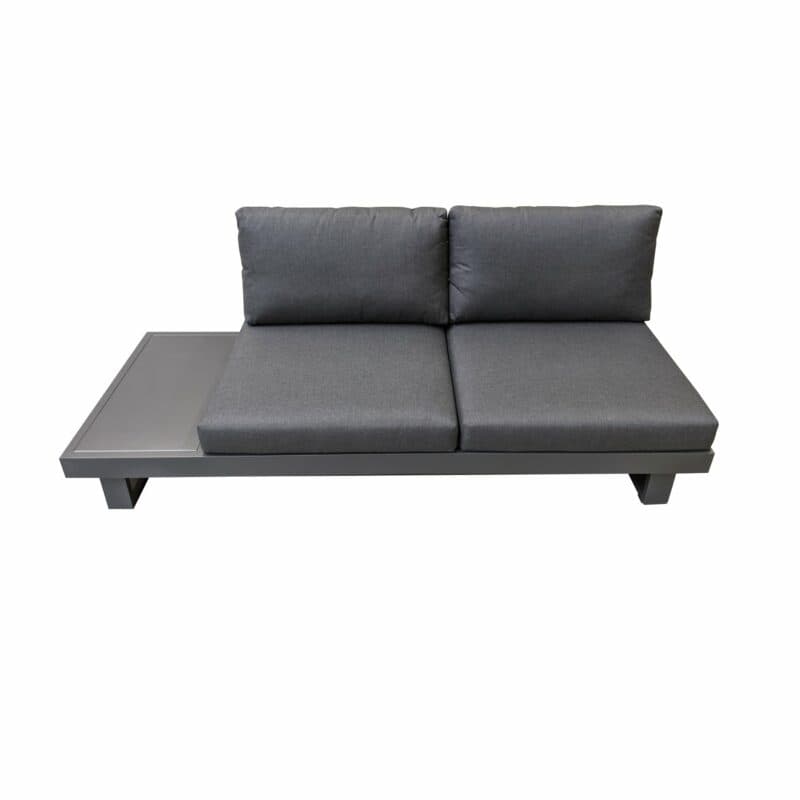 Jati&Kebon "Livio" 2-Sitzer Loungesofa, Alu Eisengrau, Kissen Natté Sooty