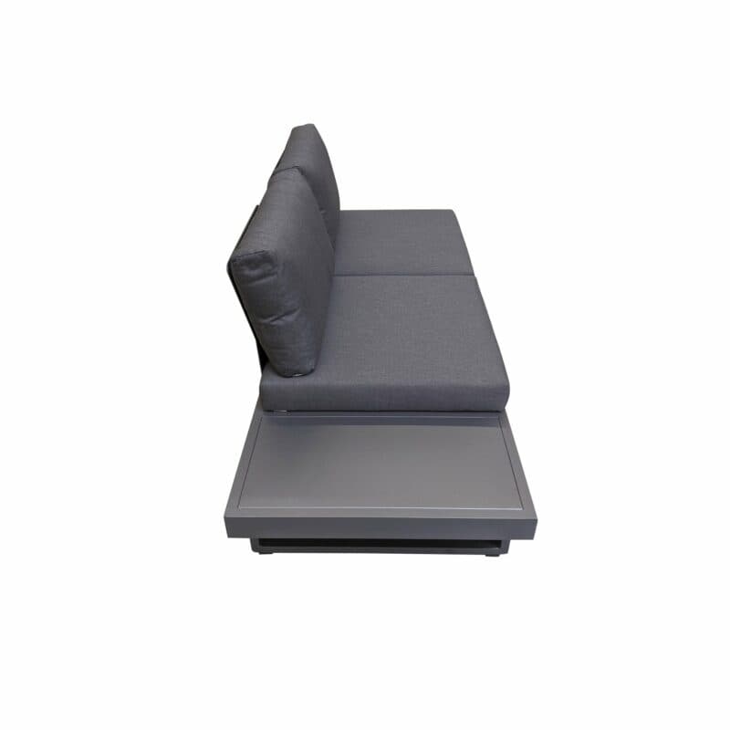 Jati&Kebon "Livio" 2-Sitzer Loungesofa, Alu Eisengrau, Kissen Natté Sooty