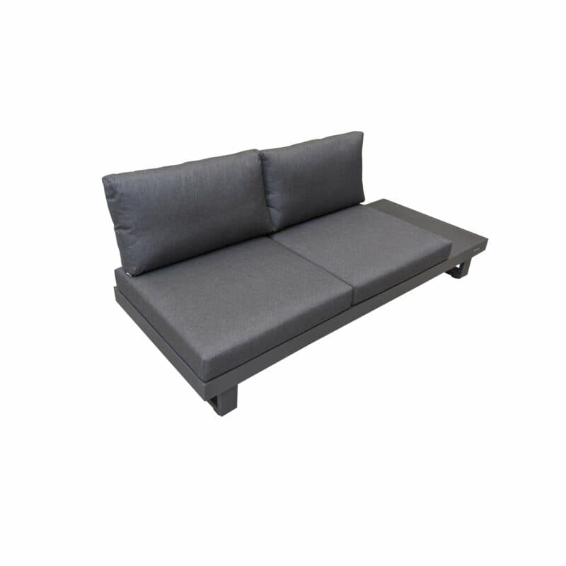 Jati&Kebon "Livio" 2-Sitzer Loungesofa, Alu Eisengrau, Kissen Natté Sooty