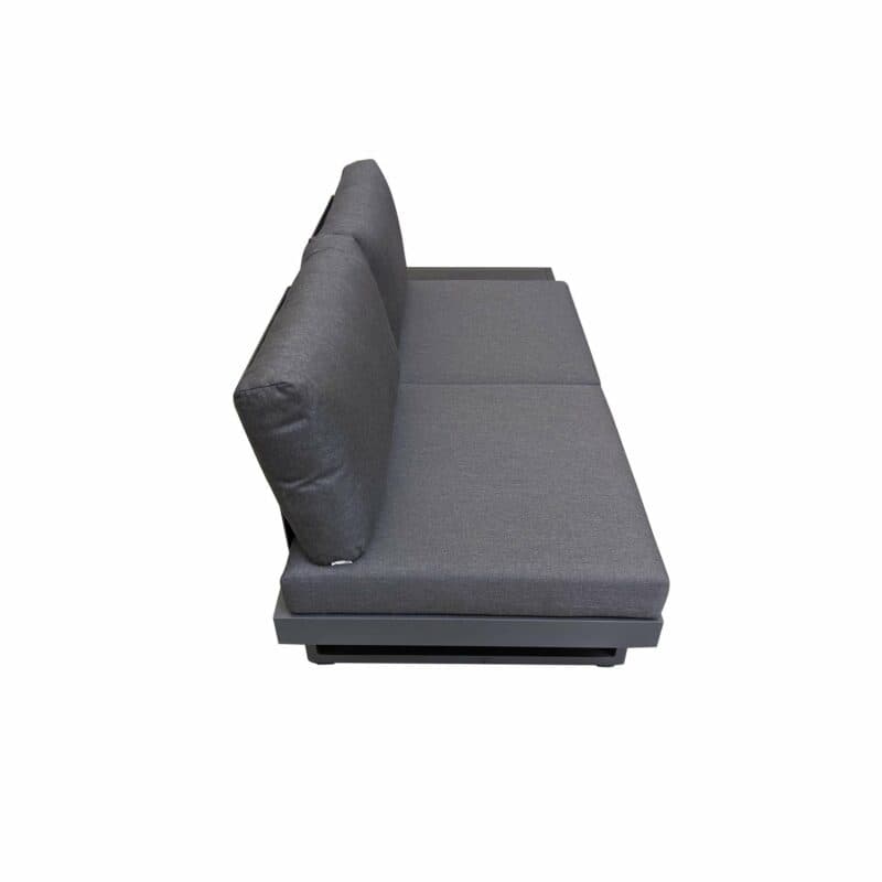 Jati&Kebon "Livio" 2-Sitzer Loungesofa, Alu Eisengrau, Kissen Natté Sooty