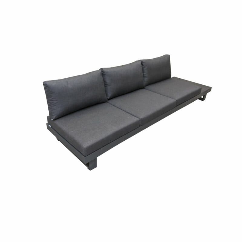 Jati&Kebon "Livio" 3-Sitzer Loungesofa, Alu Eisengrau, Kissen Natté Sooty