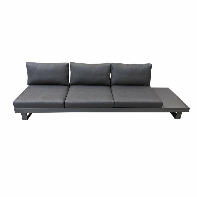 Jati&Kebon "Livio" 3-Sitzer Loungesofa, Alu Eisengrau, Kissen Natté Sooty