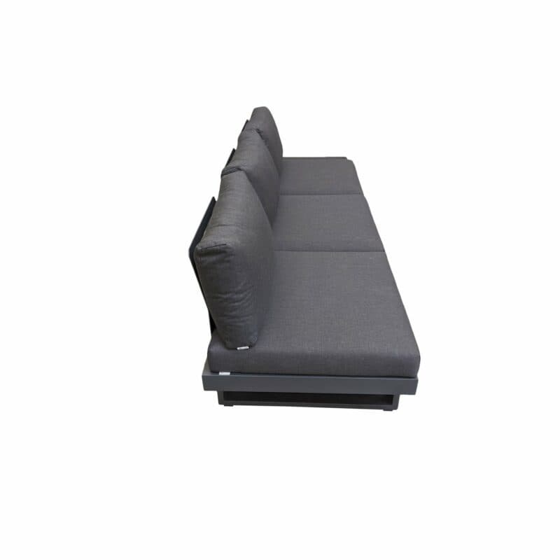 Jati&Kebon "Livio" 3-Sitzer Loungesofa, Alu Eisengrau, Kissen Natté Sooty
