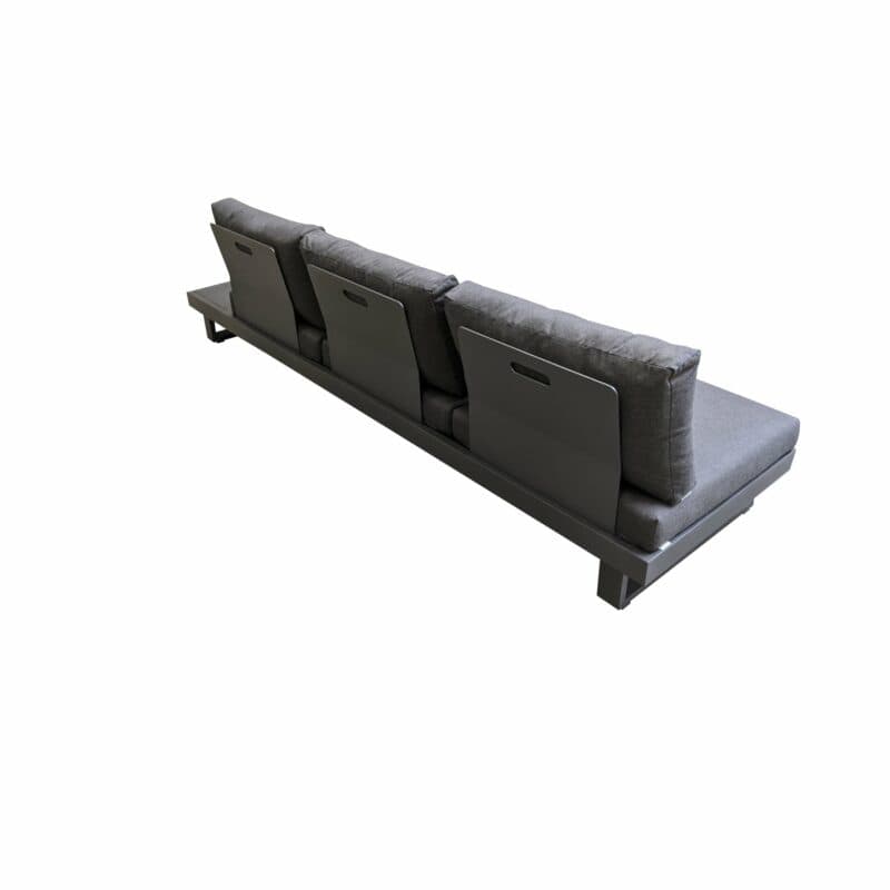 Jati&Kebon "Livio" 3-Sitzer Loungesofa, Alu Eisengrau, Kissen Natté Sooty