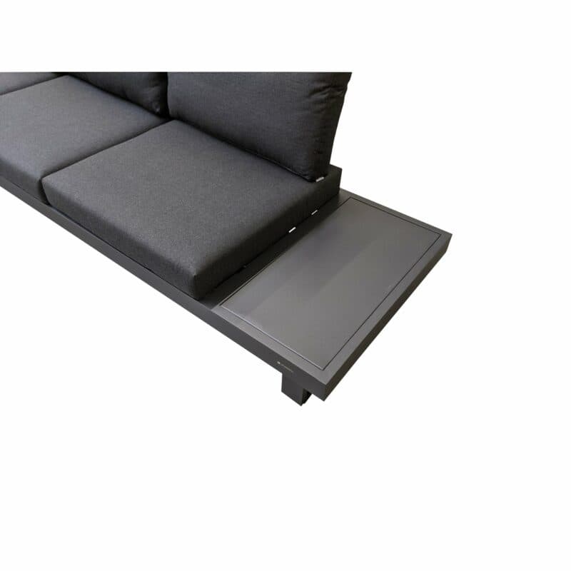 Jati&Kebon "Livio" 3-Sitzer Loungesofa, Alu Eisengrau, Kissen Natté Sooty