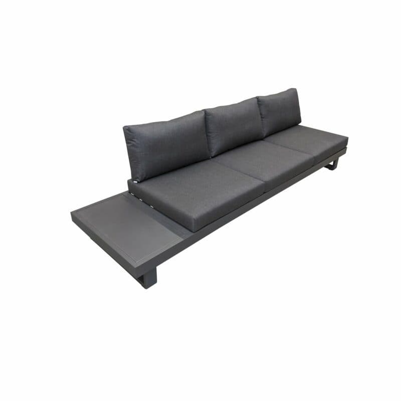 Jati&Kebon "Livio" 3-Sitzer Loungesofa, Alu Eisengrau, Kissen Natté Sooty