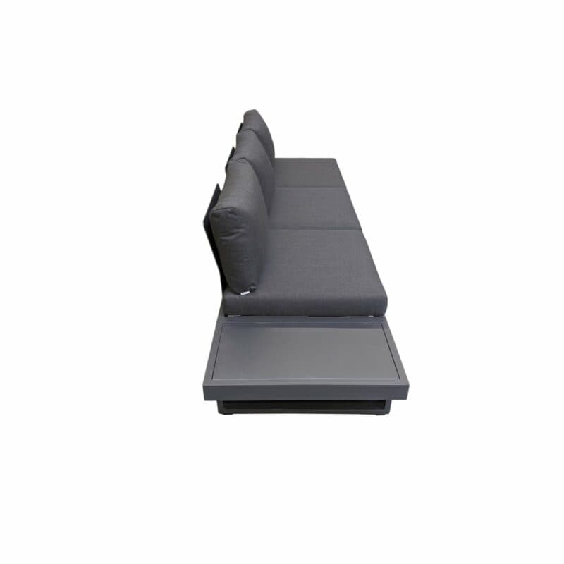Jati&Kebon "Livio" 3-Sitzer Loungesofa, Alu Eisengrau, Kissen Natté Sooty